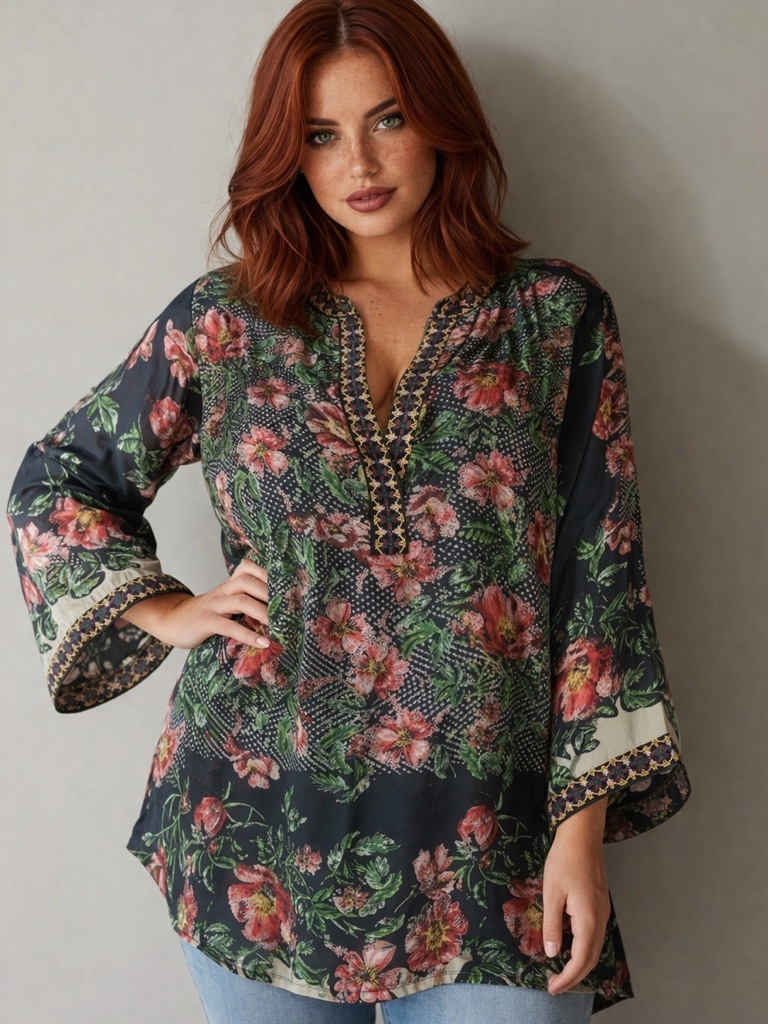 Johnny Was Silk And Embroidered Kish Tunic